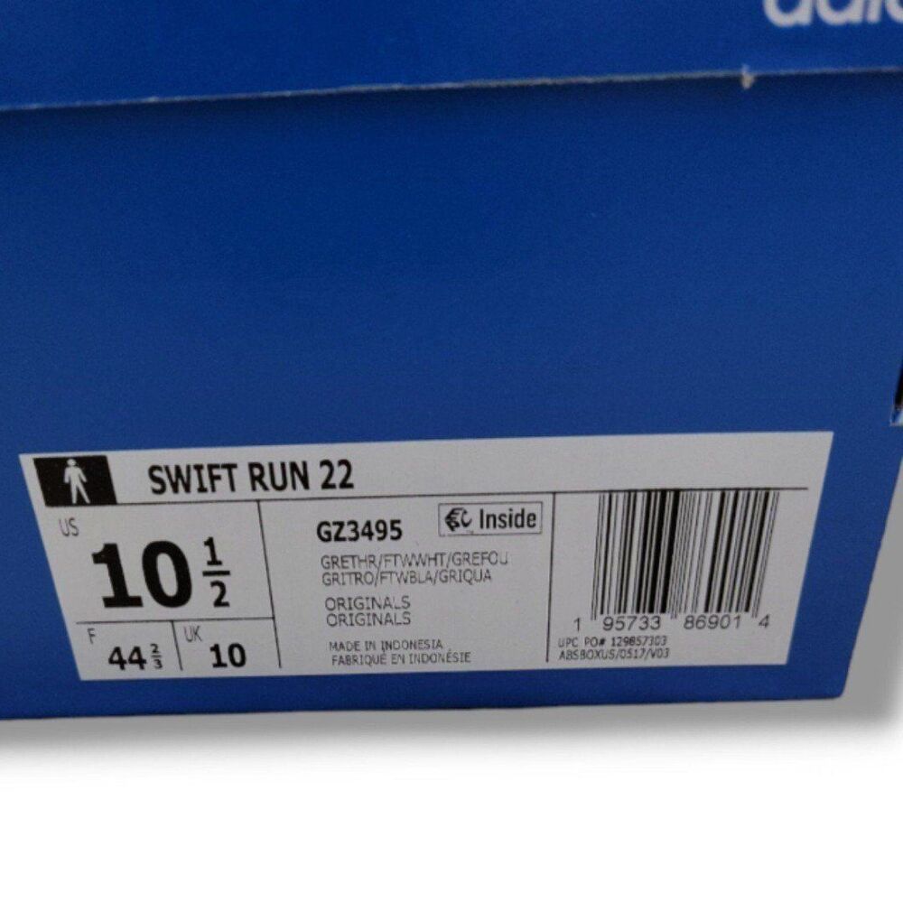 Adidas Shoes Size 10.5 Men's Adidas Swift Run 22 Gray W/ White GZ3495 New In Box - Picture 10 of 10